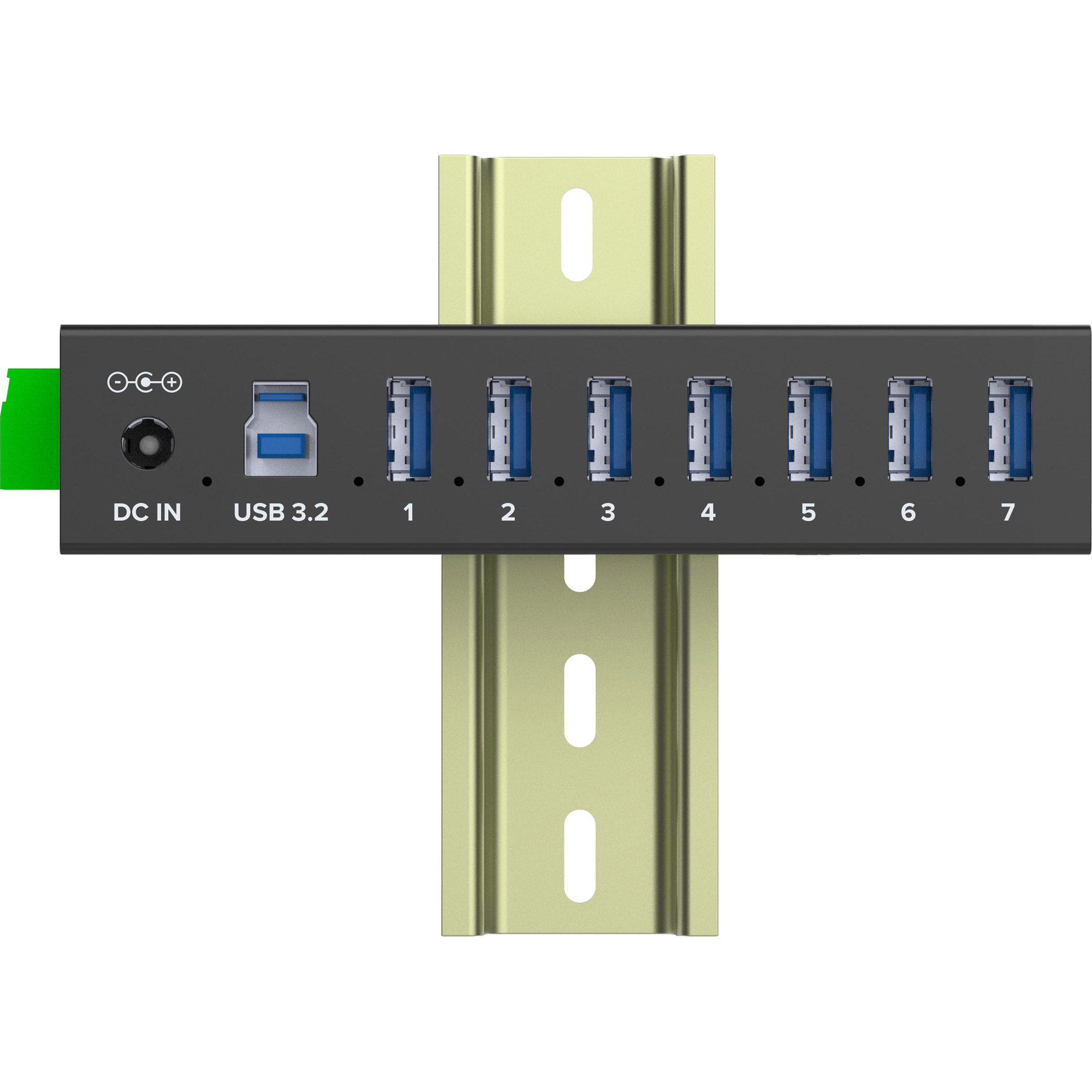 InLine 353956B USB 3.2 Gen.1 Industrie-Hub 7-Port mit Netzteil Aluminiumgehäuse Schwarz
