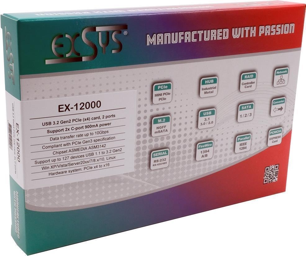 EXSYS EX-12000 Schnittstellenkarte/Adapter Eingebaut USB 3.2 Gen 2 (3.1 Gen 2) (EX-12000)