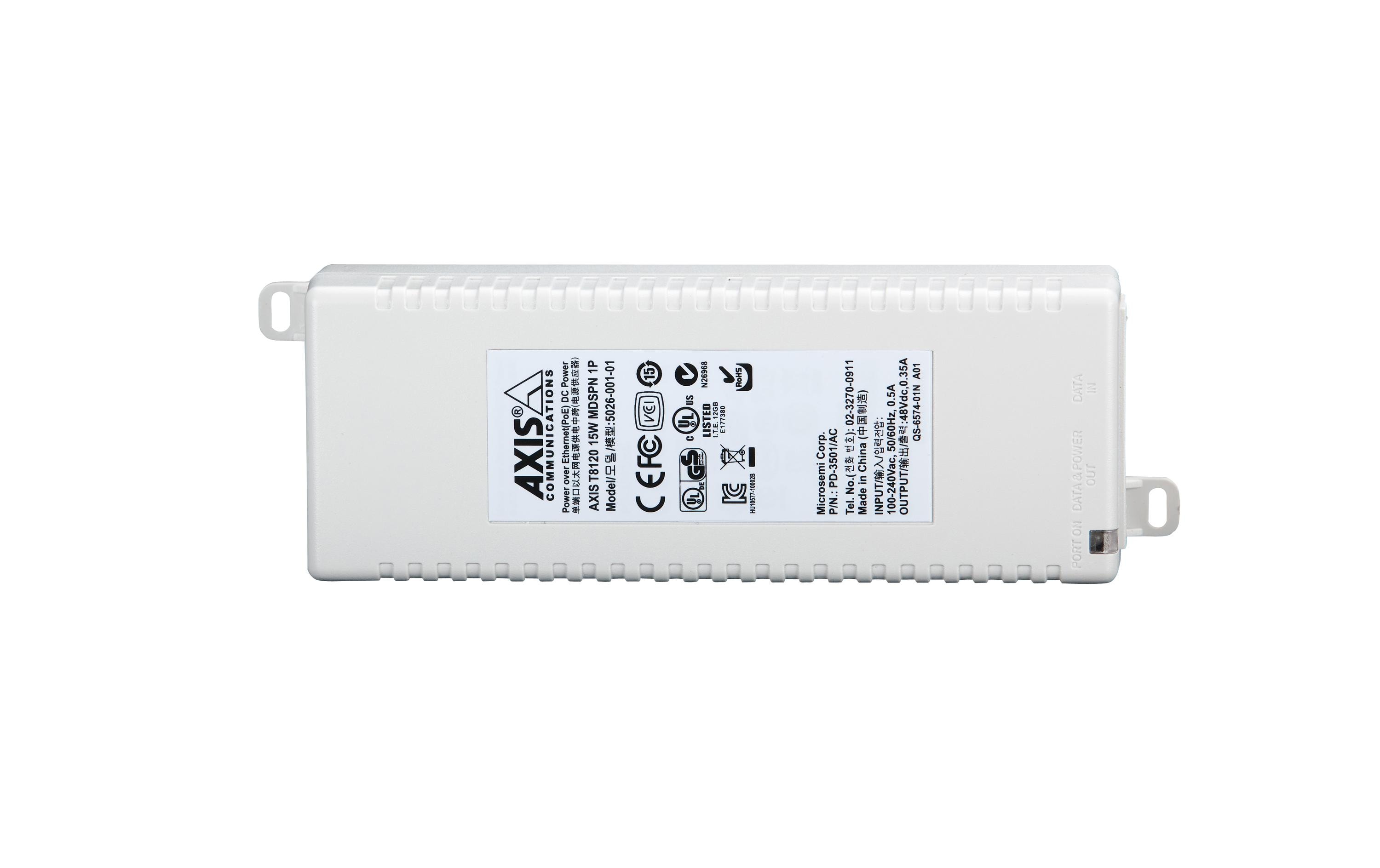Axis T8120 Midspan 15 W 1-port PoE-Injektor Weiß