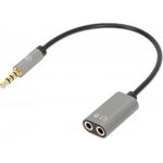 MANHATTAN Headset-Adapterkabel mit Aux Y-Audiosplitter 3,5 mm Klinkenstecker auf 2 x 3,5 mm Klinkenbuchse, 20 cm, verteilt einzelne 3,5 mm-Buchse auf Mikrofoneingang und Audioausgang, CTIA, vergoldete Kontakte, schwarz (356107)