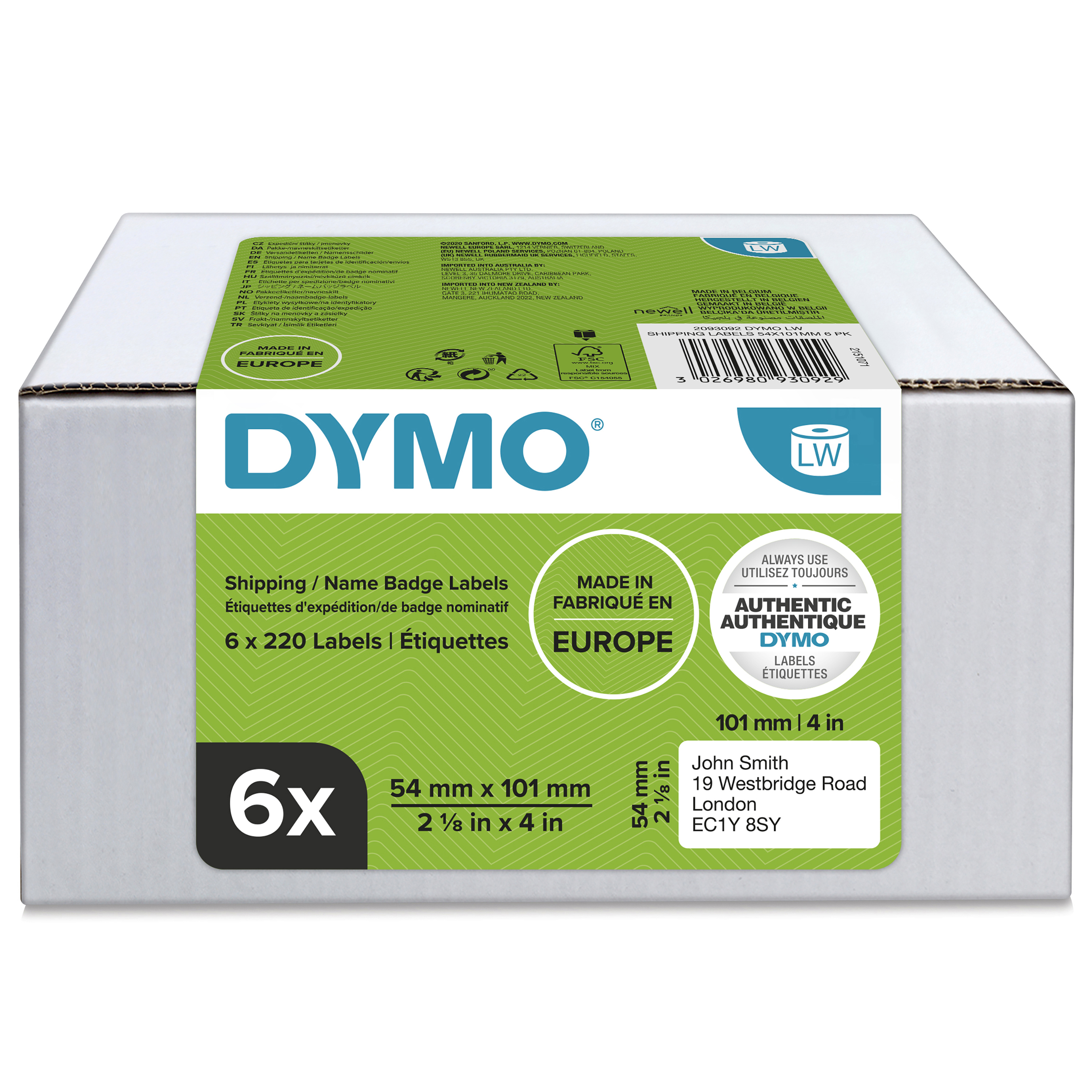 DYMO LabelWriter Versandetiketten 54 x 101 mm 1.320 Etiketten Weiß