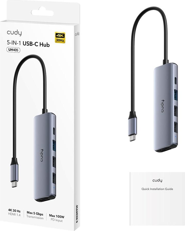 CUDY 5-IN-1 USB-C Hub 4K HDMI, UH405 (UH405)