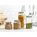 Ritzenhoff & Breker Vorratsglas "VIO", eckig, 1,4 l aus Glas, mit Schraubverschlussdeckel aus Edelstahl, - 4 Stück (812138)