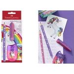 FABER-CASTELL Schreibset Einhorn Jumbo, violett, 3-teilig Minenstärke: ca. 3 mm, ergonomische Dreikantform, - 1 Stück (111528)