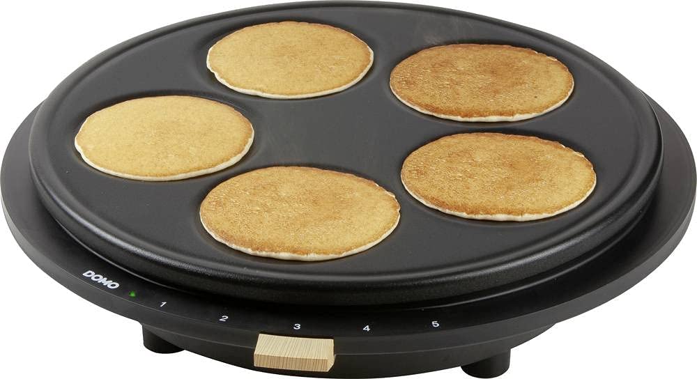 DOMO DO9227P Pancake-Platten Antihaftbeschichtung, Kontrollleuchte Schwarz (DO9227P)