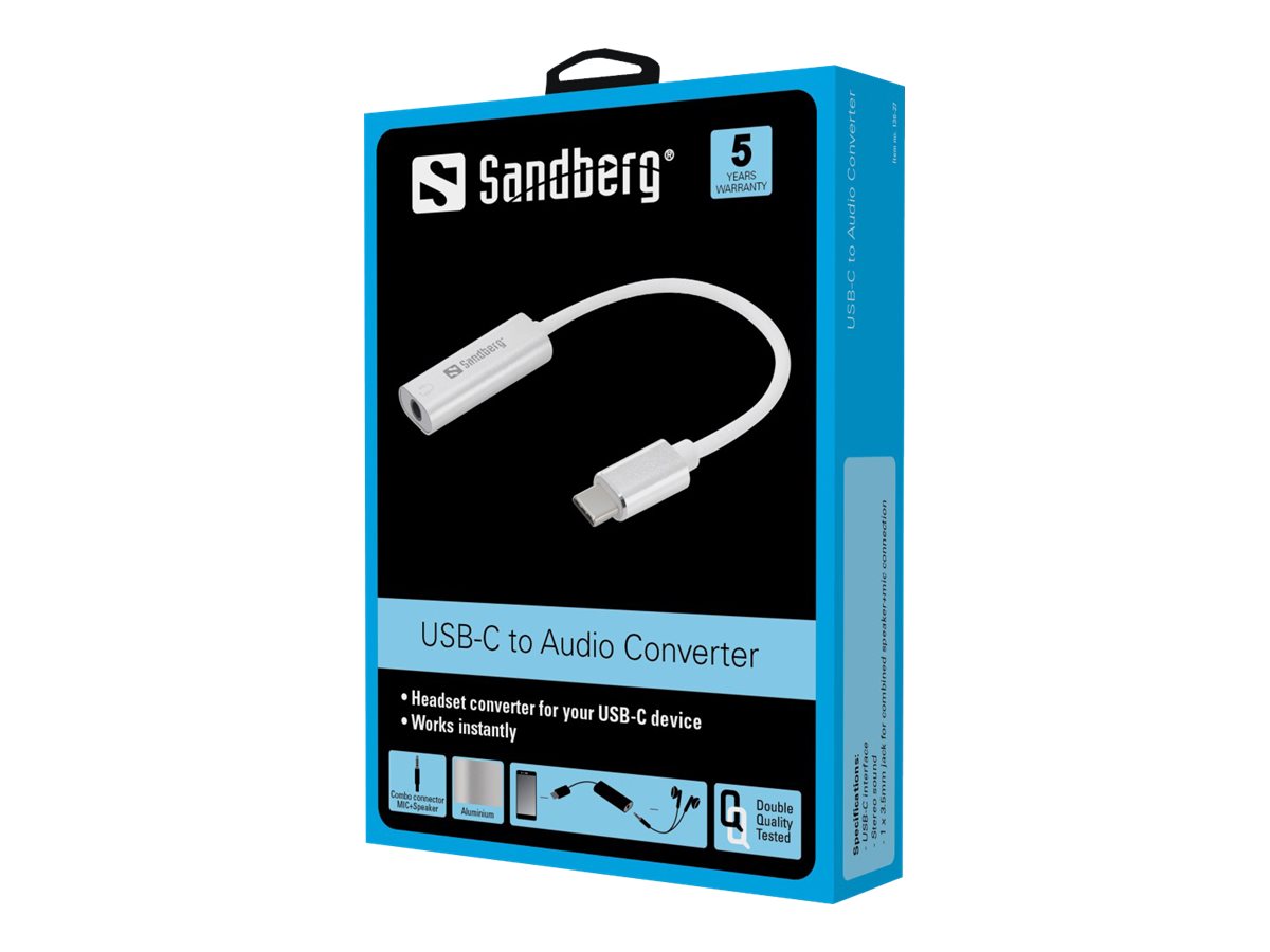 Sandberg USB-C Audio Adapter Silber, Weiß