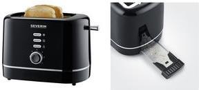 SEVERIN 2-Scheiben-Toaster AT 4321, schwarz Leistung: ca. 850 Watt, Brotscheibenzentrierung für eine - 1 Stück (AT 4321)