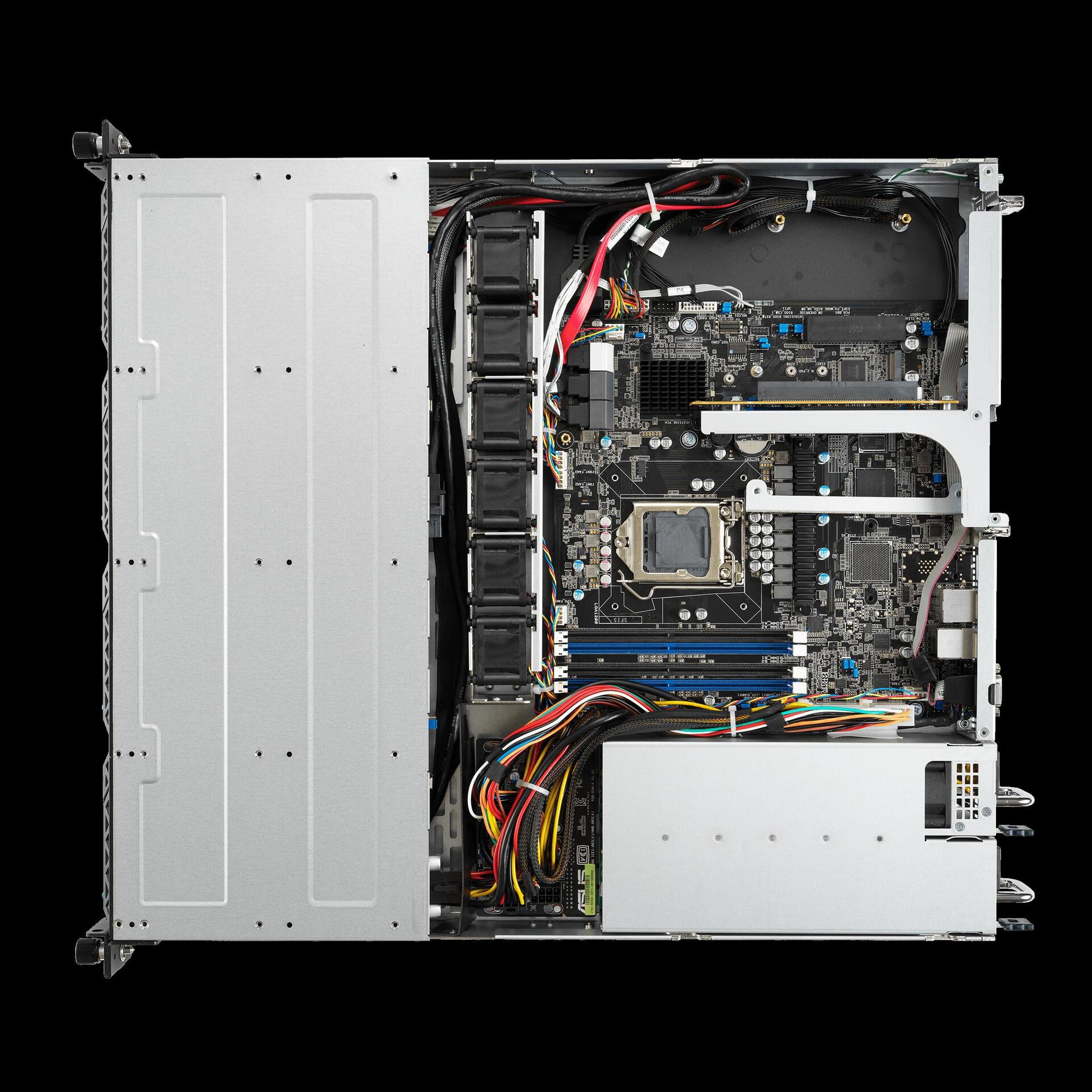 ASUS RS300-E11-RS4 1U Rack-Server mit Intel C252, 4x 3,5" Hot-Swap, redundantes 450W Netzteil, Silber