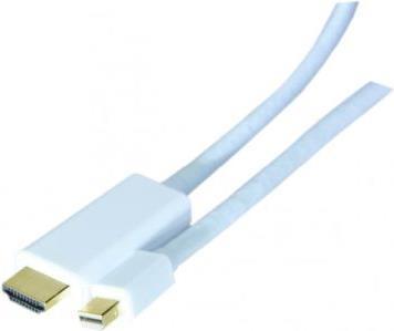 Mini DisplayPort 1.2 Adapterkabel, Mini-DisplayPort St. / HDMI St., weiß, 2,0 m All-in-one-Kabel und Konverter! Übertragen Sie die Inhalte von einem Mini-DP-Quelle zu einem UHD HDMI-Bildschirm. (128061)