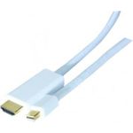 Mini DisplayPort 1.2 Adapterkabel, Mini-DisplayPort St. / HDMI St., weiß, 2,0 m All-in-one-Kabel und Konverter! Übertragen Sie die Inhalte von einem Mini-DP-Quelle zu einem UHD HDMI-Bildschirm. (128061)