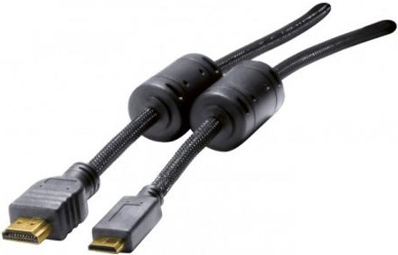 Mini HDMI Kabel, High Speed HDMI, vergoldet, HDMI St. A / HDMI Mini St. C, 1,5 m Hochwertiges Anschlusskabel zur Übertragung von digitalen Monitor- und TV-Signalen (128269)