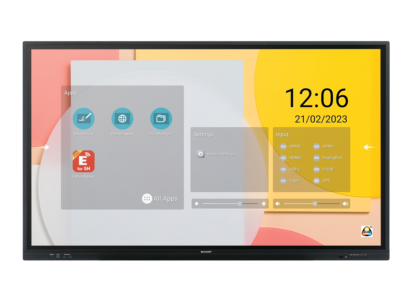 Sharp PN-LC652 65" 4K Ultra HD Touch Digital Signage Display Schwarz