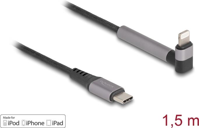 Delock Daten- und Ladekabel USB Type-C zu Lightning für iPhone iPad iPod gewinkelt mit (85405)