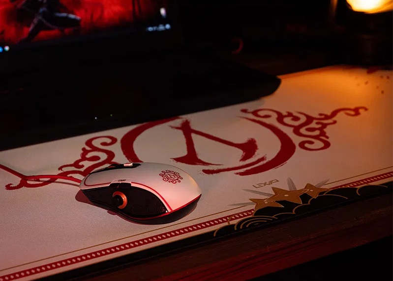 Lexip Assassin's Creed Shadows Gaming-Maus 12000 DPI Optisch Kabelgebunden Schwarz, Gold, Rot, Weiß