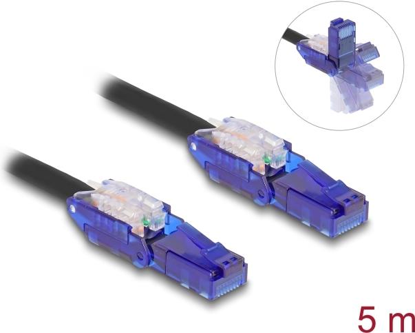 Delock RJ45 Netzwerkkabel Cat.6 UTP mit 180° winkelbaren Steckern schwarz 5 m (80929)