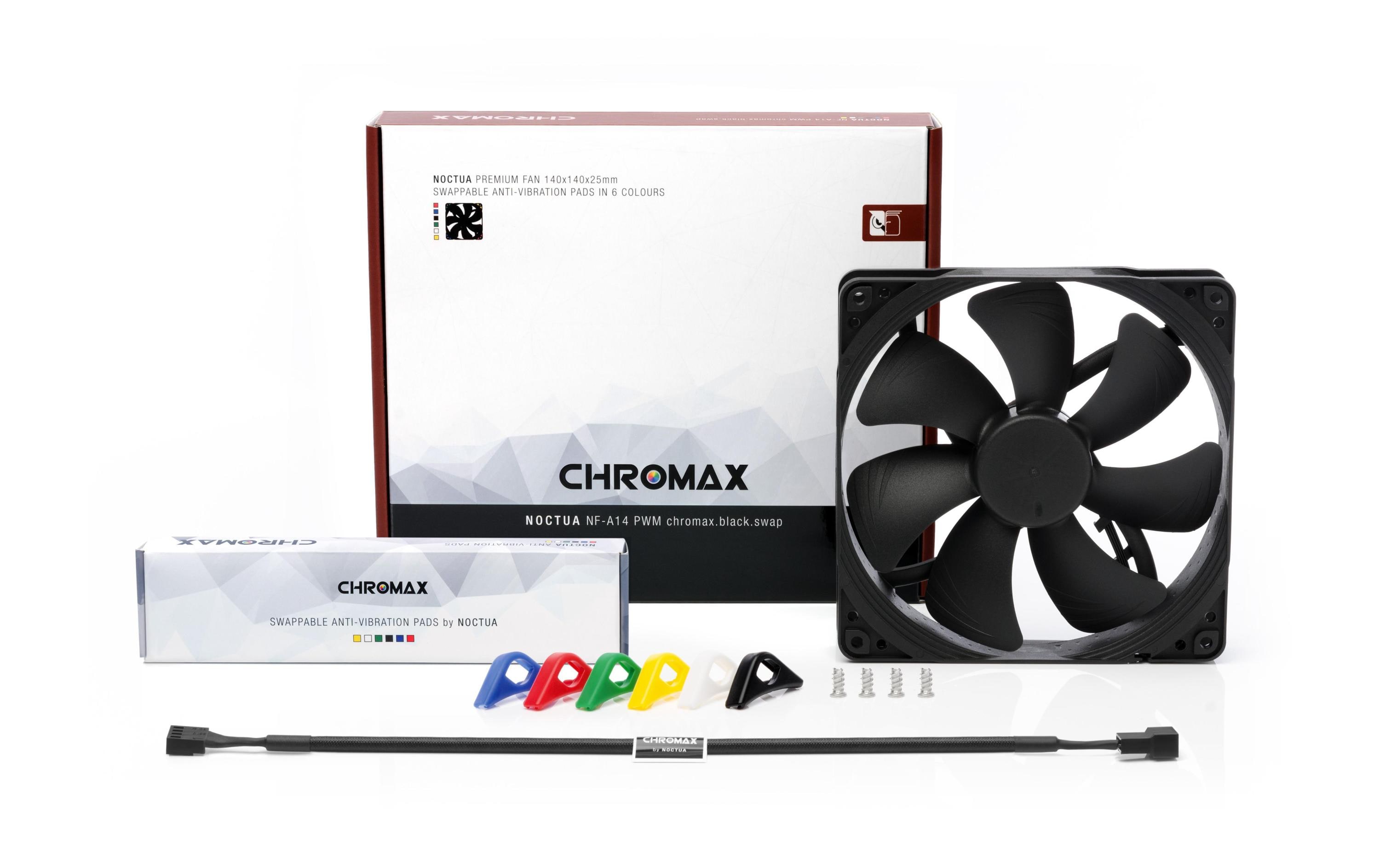 Noctua chromax.black.swap NF-A14 PWM Gehäuselüfter 140 mm Schwarz