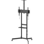 MANHATTAN Multimedia TV-Ständer auf Rollen für 37 bis 70 Zoll, neigbar und höhenverstellbar Trägt bis zu 70 kg, Basic Line, Fachboden für Kamera und Laptop oder AV-Zubehör, schwarz (462716)