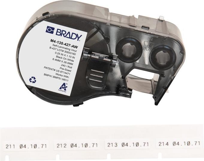 Brady Corporation M4-135-427-AW selbstlaminierendes Vinyl Weiss permanent 240 E (170748)