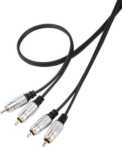 SpeaKa Professional SP-7870148 Cinch Audio Anschlusskabel [2x Cinch-Stecker - 2x Cinch-Stecker] 1.50 m Schwarz SuperSoft-Ummantelung, vergoldete Steckkontakte (SP-7870148)