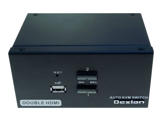 deXlan double HDMI KVM-Switch 2-Port Dual-Monitor HDMI 4K USB 2.0 Schwarz