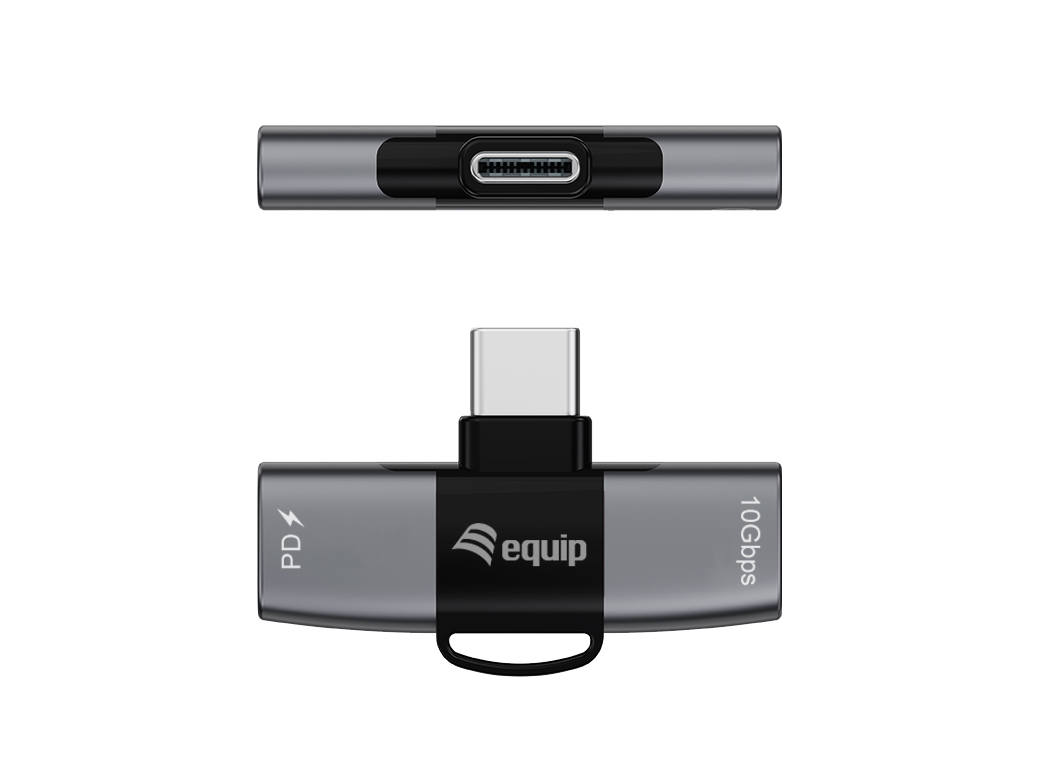 Equip 2-in-1-USB-C-OTG-Adapter USB-C auf 2 x USB-C 10 Gbit/s PD 100 W Grau