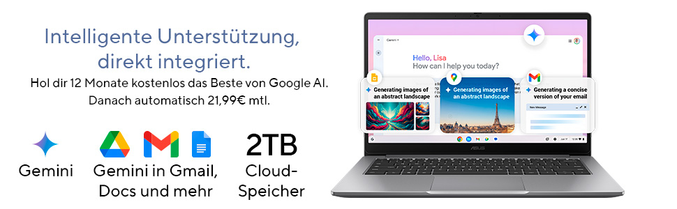 ASUS Chromebook CX14 CX1405CTA-MW0355 14" FHD Intel Core 3 N355 8 GB RAM 128 GB eMMC Grau