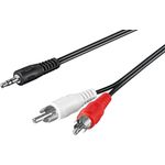 Wentronic Goobay 3,5mm-Klinke-/Cinch-Adapterkabel, Schwarz, 5 m - Klinke 3,5 mm-Stecker (3-Pin, Stereo) > 2x Cinch-Stecker (Audio links/rechts) (50195)