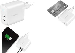 LogiLink USB-Steckdosenadapter, 2x USB-C PD, weiß, 40 Watt ausgestattet mit Power Delivery (PD) & GaN Technoligie, - 1 Stück (PA0282)