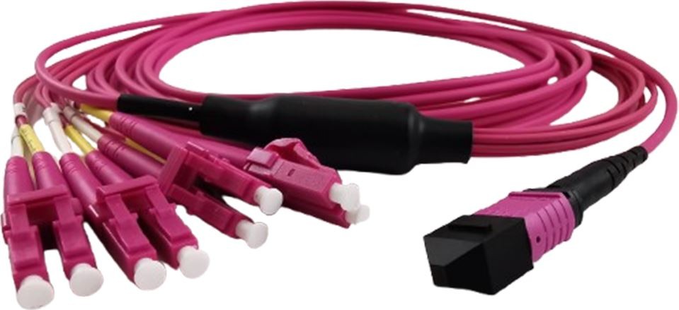 Grafenthal GTOM4MPOU4LCU00500 OM4 Glasfaserkabel MPO/UPC-4xLC/UPC LSZH 5 m Violett