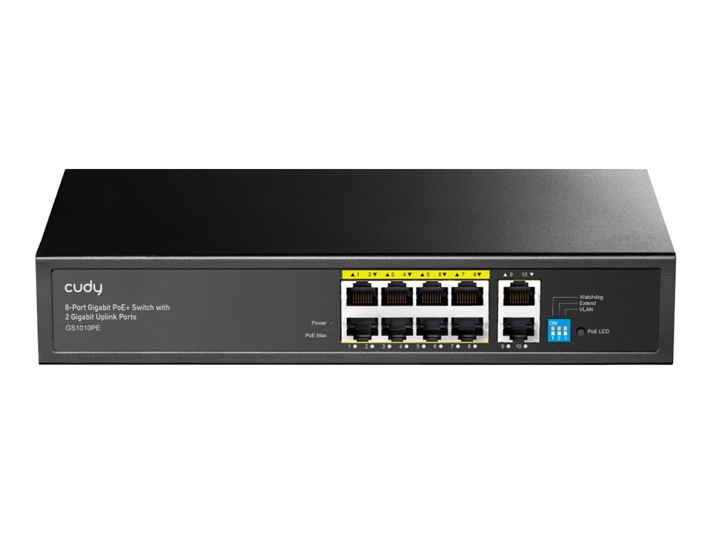 Cudy GS1010PE Gigabit Ethernet Switch 8 Ports PoE+ Schwarz