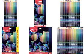 Maped Dreikant-Buntstifte DEEPSEA PARADISE, 18er Kartonetui weiche, bruchfeste Mine, Schaft in Strichfarbe mit Quallen - 1 Stück (831704)