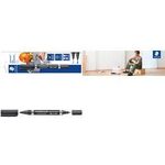 STAEDTLER Lumocolor Heimwerkermarker duo permanent, Blister Permanentmarker mit 2 Spitzen, Strichstärke: 0,6 mm / 1,5 mm - 1 Stück (348-9 BK-1)