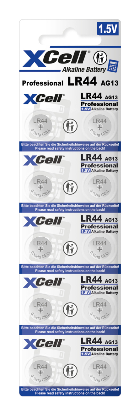 XCell Knopfzelle LR 44 10 Stück Alkali