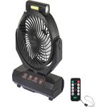 Sygonix Akku-Ventilator SY-5996204 4,6 W Ø 205 mm schwarz mit Fernbedienung und LED-Licht