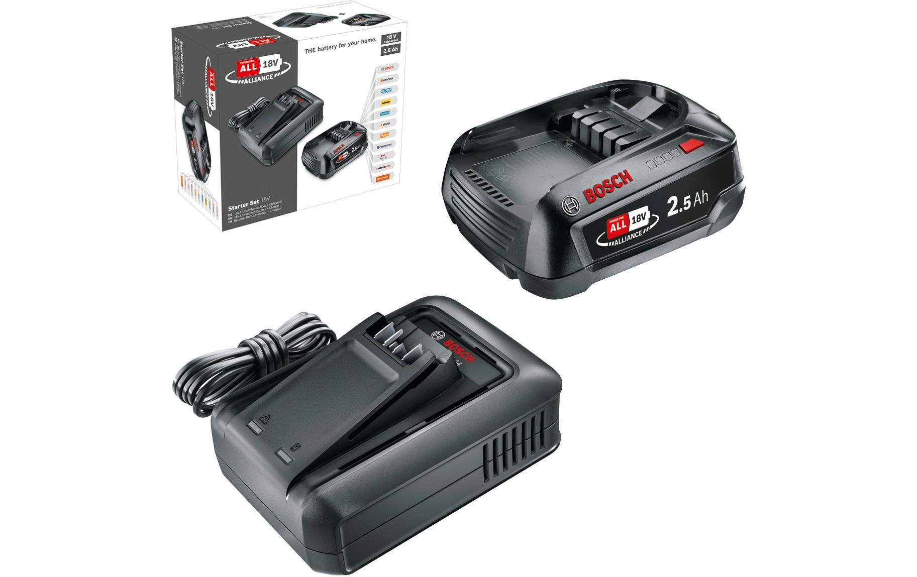 BOSCH Home & Garden Akku und Ladegerät AL 1830CV 2,5 Ah Li-Ion Schwarz