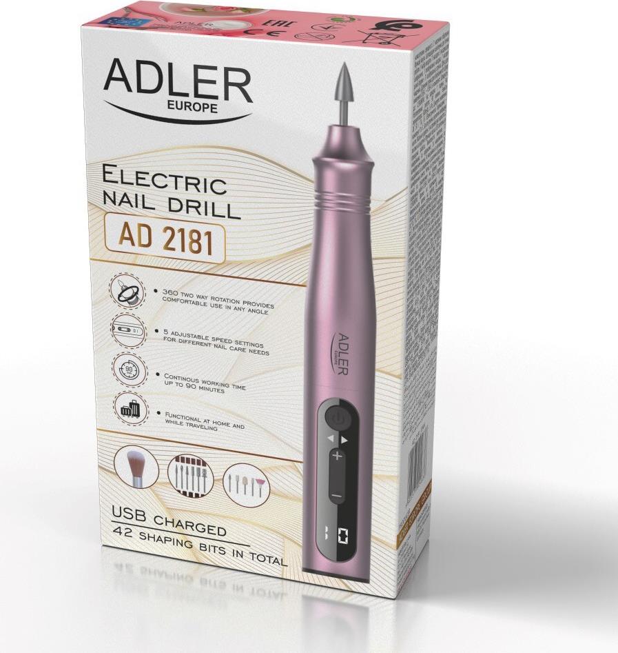 Adler AD 2181 Electric nail drill – set 11 in 1 - Rosa (AD 2181)