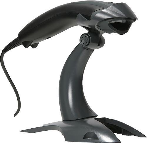 Honeywell VOYAGER 1200G SCANNER USB Kit: 1D, black scanner (1200g-2), rigid presentation stand (STND-19R02-002-4), USBType A 3m coiled cable (CBL-500-300-C00) and documentation (1200G-2USB-1)