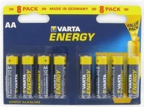 Varta Batterie Alkaline, Mignon, AA, LR06, 1.5V, Energy, Retail Blister (8-Pack) (4106229418)