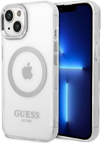 Guess GUHMP14MHTRMS iPhone 14 Plus 6.7"  Silber/Silber Hard Case Metal Outline Magsafe (GUHMP14MHTRMS)