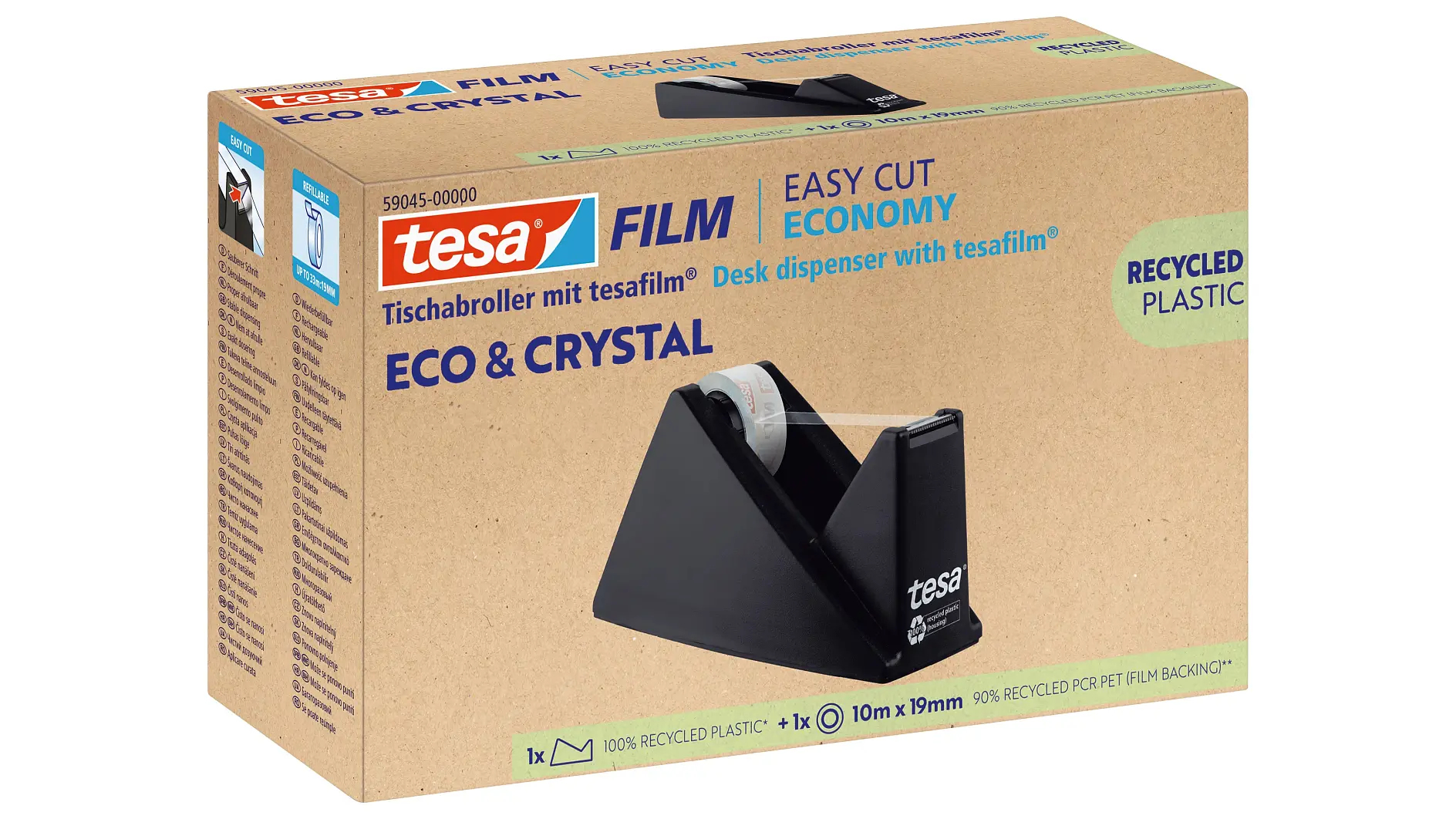Tesa Eco & Crystal 59045-00000-00 Tischabroller Schwarz