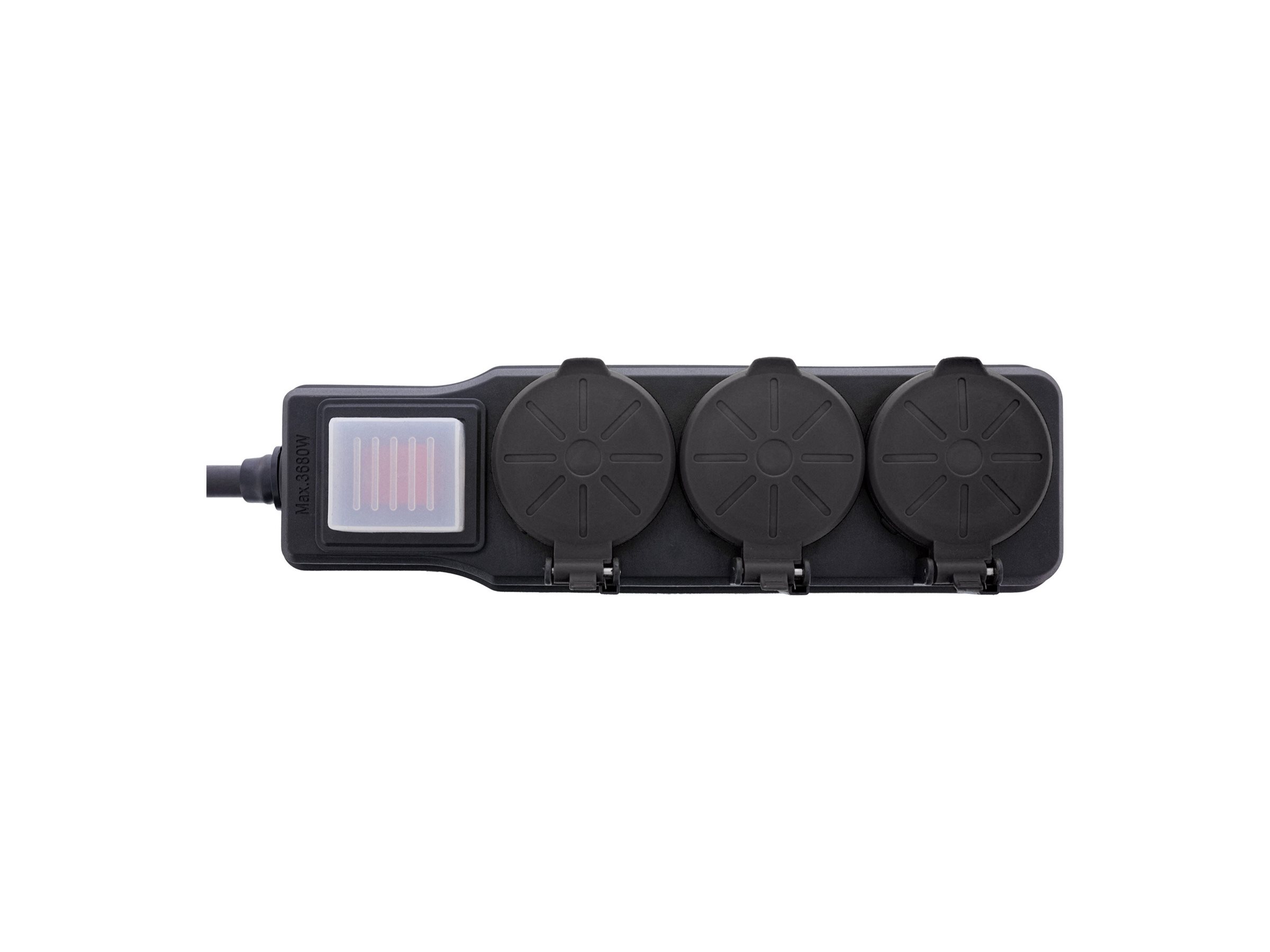 InLine Outdoor-Steckdosenleiste 3-fach Schutzkontakt IP44 mit Schalter 5 m Schwarz