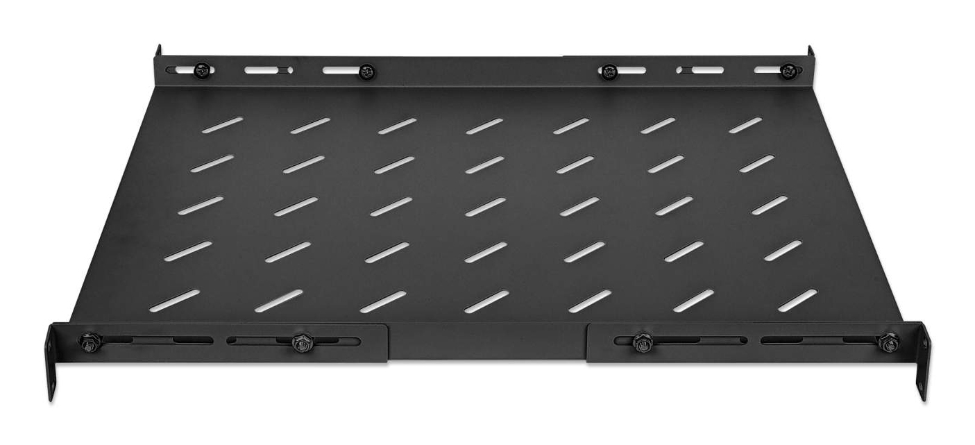 Intellinet 19" Rack-Fachboden 1U feste Montage verstellbare Schienen 550–750 mm Schwarz
