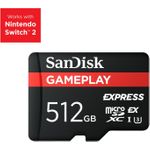SanDisk Express microSD card Gameplay 512GB PCIE 3.1 / NVME / 880MB/s read / 650MB/s write (SDSQXFN-512G-GN6GN)