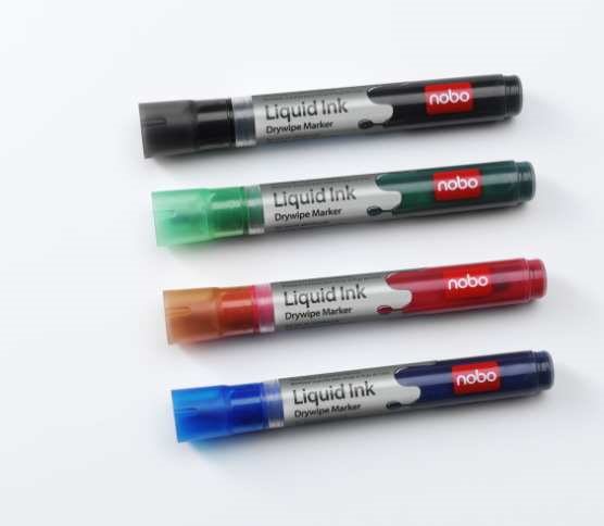 Nobo Liquid Ink Whiteboard-Marker Rundspitze 3 mm, 6er Set Mehrfarbig