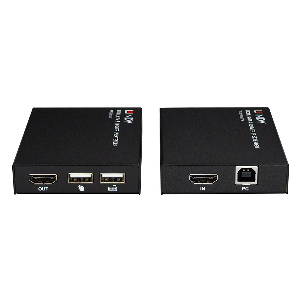 Lindy 39320 HDMI KVM & IR over IP Extender, bis 150 m über CAT 6, Schwarz