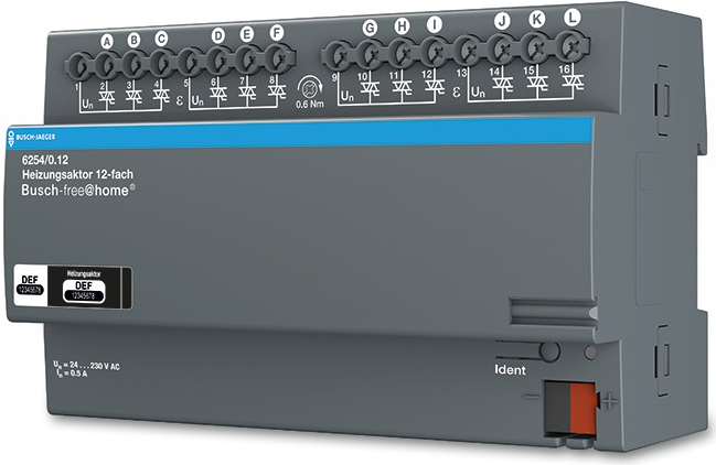 Busch-Jaeger 6254/0.12 DIN-Schienenmontage Heizungsaktor 12 Kanäle (2CKA006220A0026)