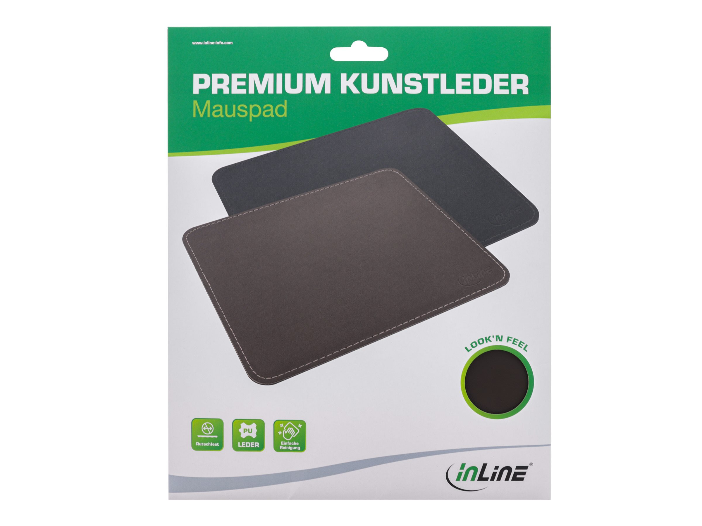 InLine Premium Mauspad Kunstleder 255x220x3mm Braun