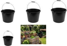 Bradas Baueimer mit Ausgießer, 16 Liter, PP, schwarz rund, mit Inhaltsskala, Metallbügel mit ergonomischer - 1 Stück (KTWL16)