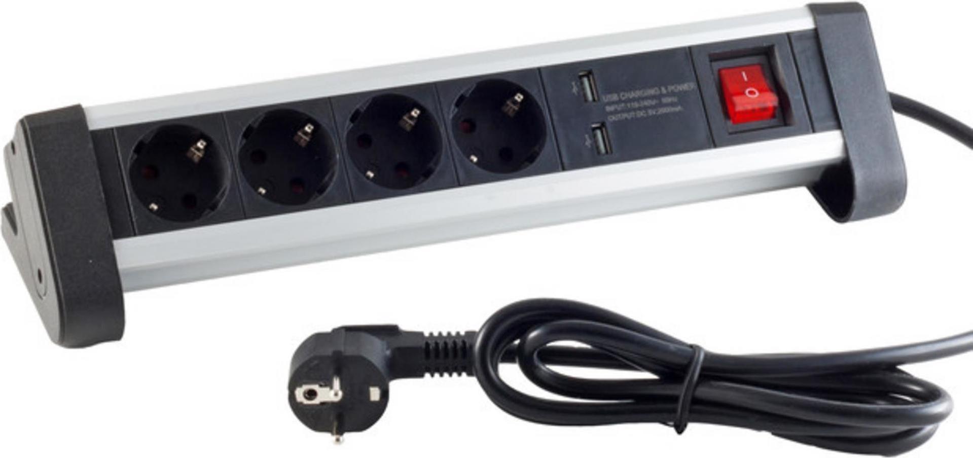 S-Conn 60317 Innenraum 4AC-Ausgänge 1.5m Schwarz - Weiß Verlängerungskabel (60317) (B-Ware)