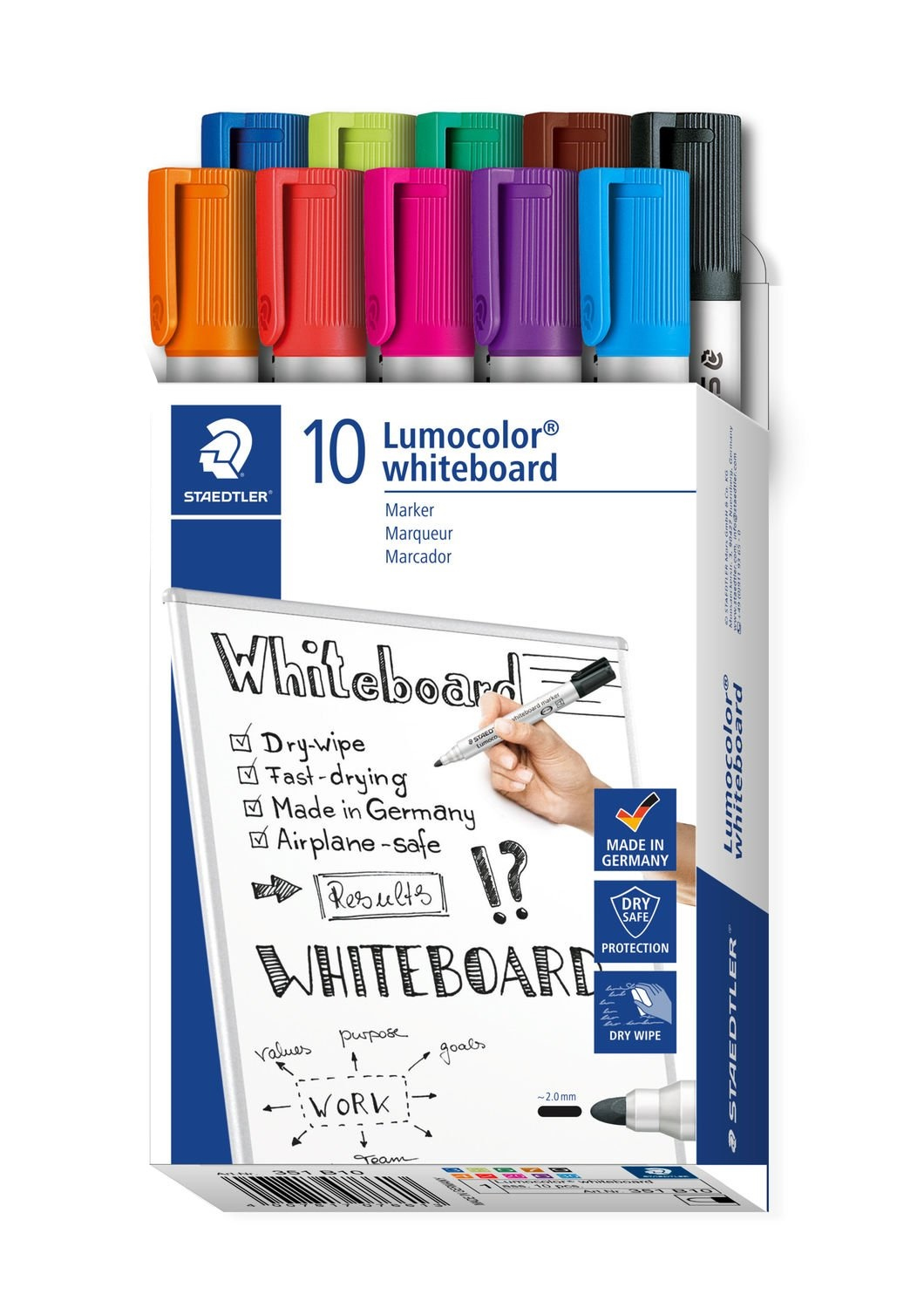 STAEDTLER Lumocolor 351 Whiteboard-Marker 2 mm farbsortiert (10 Stück)